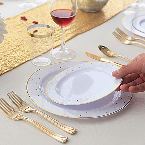Supernal B07S2QGJNW 200Pcs Gold Plastic Plates,Disposable Plates thumb #3