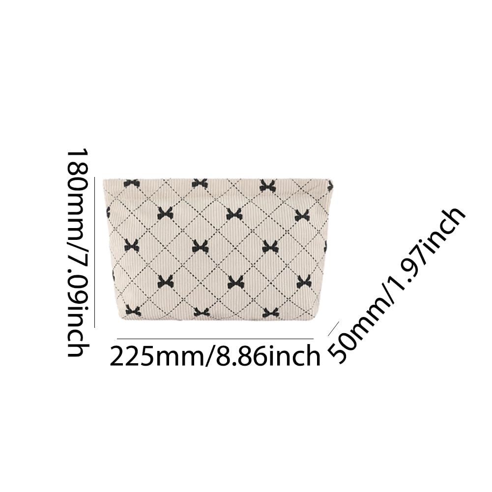 MRKU Kosmetiktasche, 2er-Set, Reise-Kosmetiktasche für Damen, Hautpflege, Schleifenmuster, Cord, großes Fassungsvermögen 22,5 x 18 cm