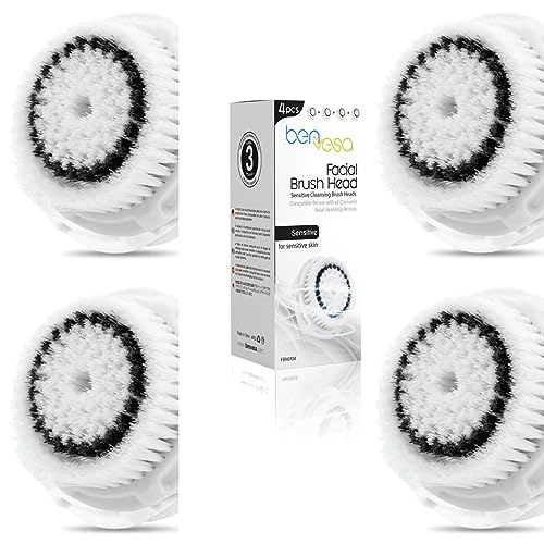 benvesa Cabeça de escova de limpeza facial de substituição sensível, pacote com 4, (BSE-4)