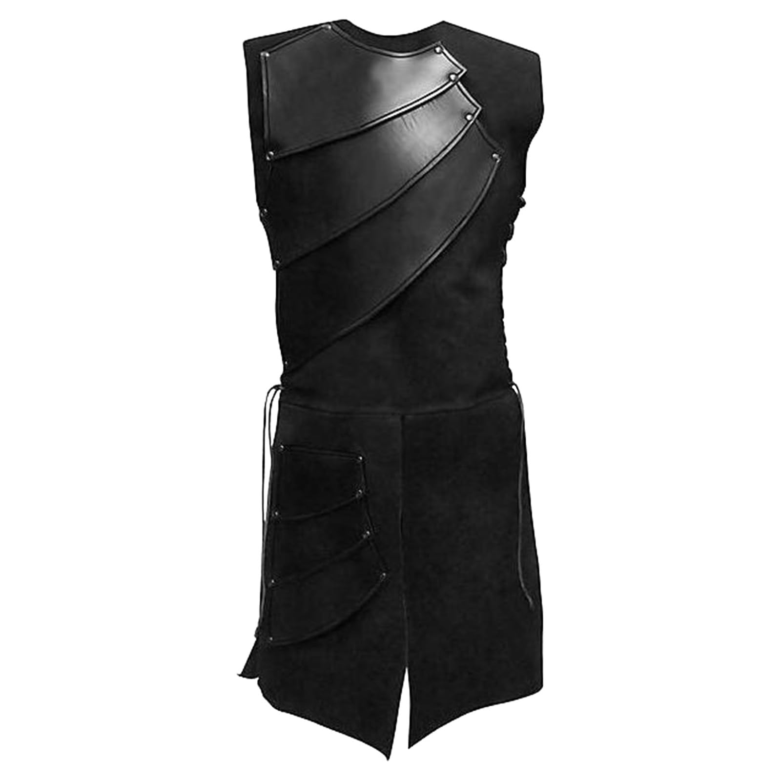 Tunica medievale da uomo Ailrik con coulisse medievale cavaliere tunica costume da uomo senza maniche camicia vichinga per carnevale abbigliamento vintage girocollo