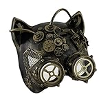 Steamkitty Metallic Finish Steampunk Cat Woman with Goggles Costume Mask