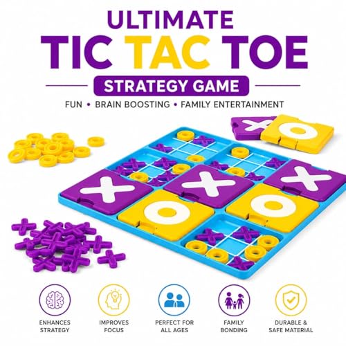 Image of Ultimate Tic Tac Toe Board Game for Kids 8+ & Adults | 3D Strategy Brain Game for Family Fun, Educational Thinking Toy | Indoor Travel Board Game for Boys, Girls & Family Game Night