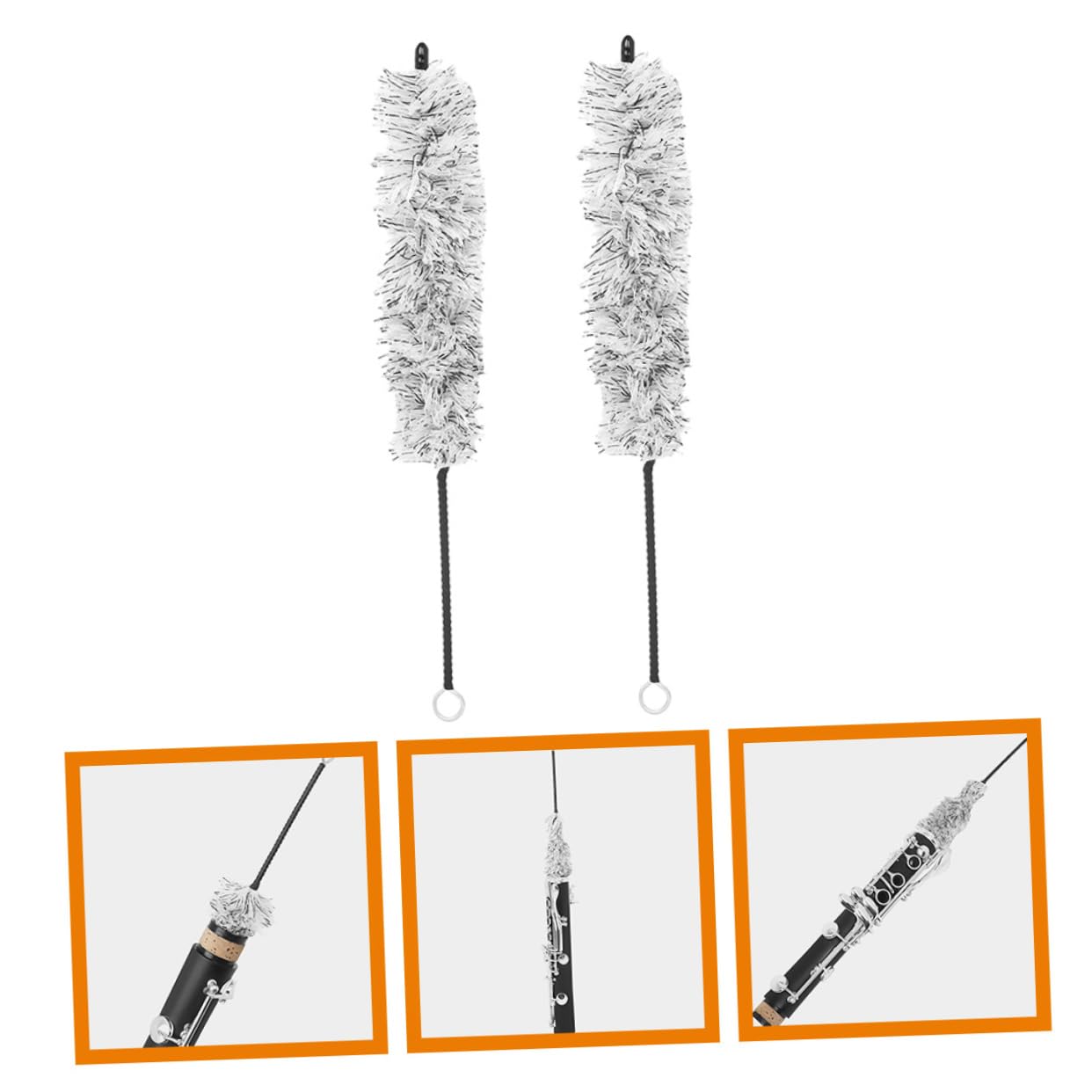 ifundom 2pcs Clarinet Cleaning Brush Set Clarinet Care Tool for Flute Cleaning Kit Absorbent Bristles