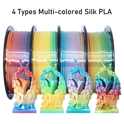 Image of 1.75mm 1Kg Silk Shiny PLA Most Basic Popular Multicolored Fast Color Change Rainbow 3D Printing Filament, Color Change Gradually Random Quickly, 2.2lbs 3D Printing Material by MIKA3D