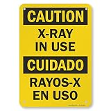 SmartSign Znak dwujęzyczny "Uwaga - X-Ray in Use" | 18 cm x 25,4 cm aluminium