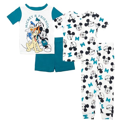 Disney boys 4-piece Snug-fit Cotton Pajama Set Soft & Cute for Kids MICKEY AND FRIENDS 2T