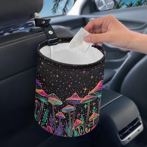 Image of Colorful Mushroom Car Garbage Bin Car Trash Bin Car Trash Can Bags Collapsible Accessories Trash Can Rubbish Bin Garbage Bin Decoration Car Interior Universal