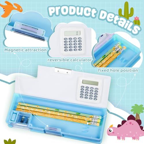 Image of Henoyso Multifunctional Pencil Box for Boys, Car Pencil Case with Calculator and Sharpener, 2026 Back to School Supplies Organizer for Kids Teens Students, Elementary Classroom Vehicle Gift