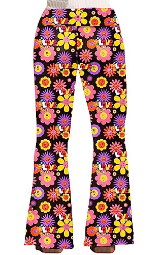Image of Deerose Girls Halloween Hippie Bell Bottom Pants High Waist Flare Pants 5-14 Years