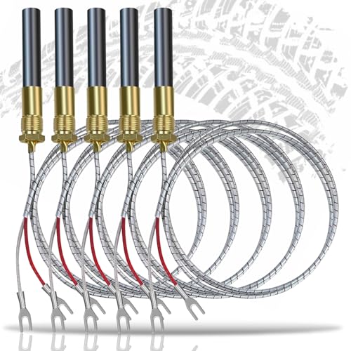 5 Pack Thermopile for Gas Fireplace 36" 750mv Fit for Pitco Frialator Southbend Oven Anets Fryer Parts Water Heater Gas Stove Fireplace Stoves Pilot Burner Generator Thermocouple Replace 60125501