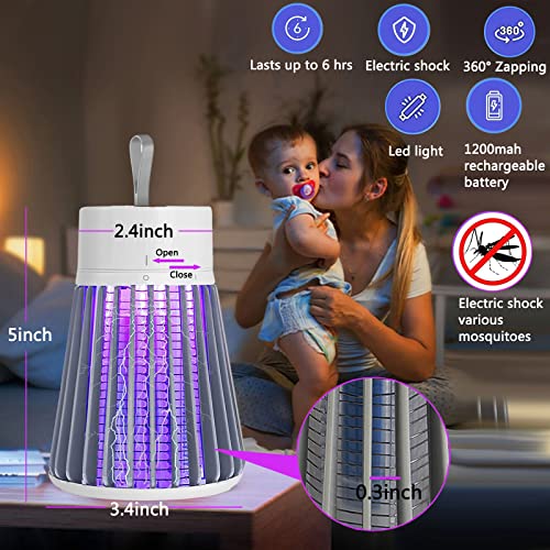 Qremove Bug Zapper,Electric Mosquito Zapper Portable Camp Mosquito Killer Rechargeable Indoor Bug Zapper Outdoor Mosquitoes Light With Hanging Loop,Usb Led Purple Light Trap Backyard Camping Using #TOP1