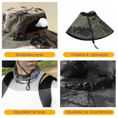 Image of Wide Brim Sun Hat for Men Women UV Protection Ventilated Summer Hats for Fishing Hiking Garden Beach