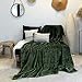 Green Flannel Fleece Throw Blanket with Leaves Pattern Luxury Plush Soft Olive Green Throw Blankets Premium Silky Warm Lightweight Throws for All Season Baby Dog, Frost Green, 50