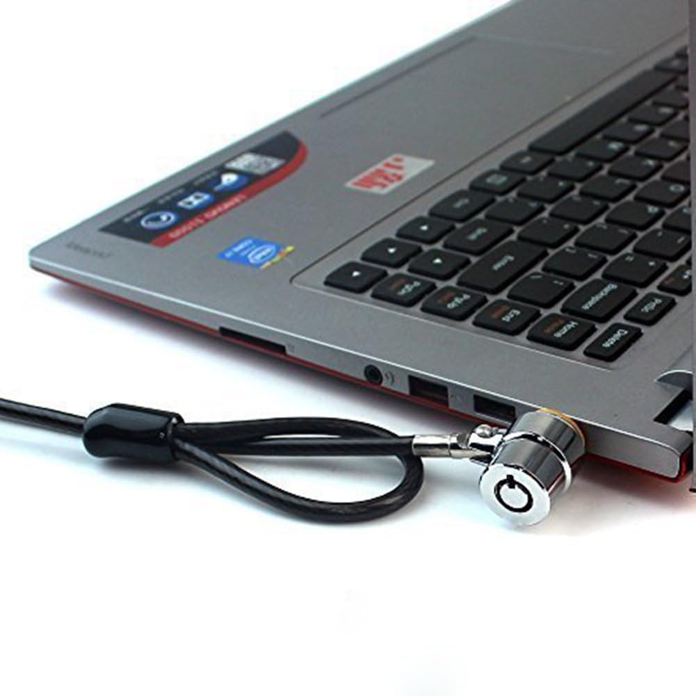 Antifurto per computer portatile, con cavo di sicurezza adesivo 3M resistente, lunghezza cavo: 2 m con 2 chiavi, per portatile / tablet / telefono
