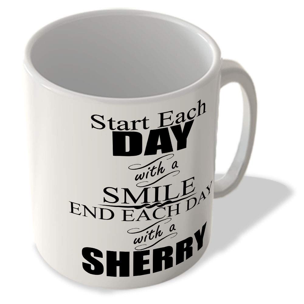 McMug - Start Each Day with a Smile - End Each Day with a Sherry - Mug, Ceramic, 11fl.oz.