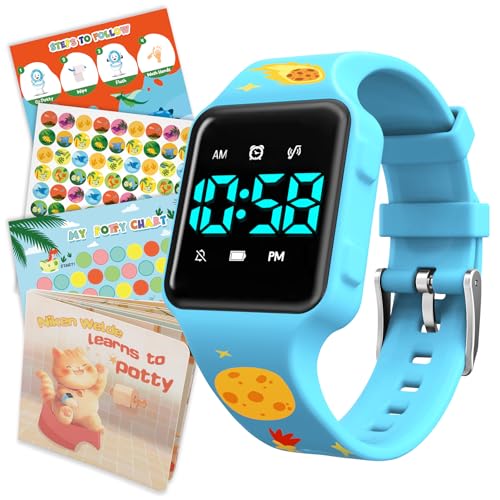 Image of Toddler Potty Training Set - Potty Training Watch with Musical /Vibration Countdown Alerts, Fun Board Book, Progress Chart & Reward Stickers - Interactive Potty Training Kit for Kids Ages 2-6