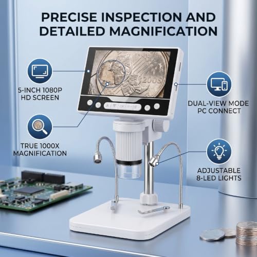 Microscope numérique à batterie 1500 mAh et éclairage LED variable - 3