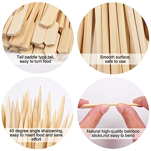 Image of Deera 8 Inch Wooden Paddle Skewers - Flat Gun Stick Design for BBQ, Appetizers, Grilling, Catering, Serving & Events - Pack of 100