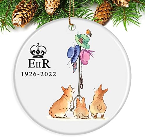 Queen Elizabeth II with Corgi Ornaments, Touber 2022 Christmas Tree Ornaments Platinum Jubilee of Elizabeth II Keepsakes Queen Elizabeth II Memorial Ornaments Platinum Jubilee Christmas Ornament