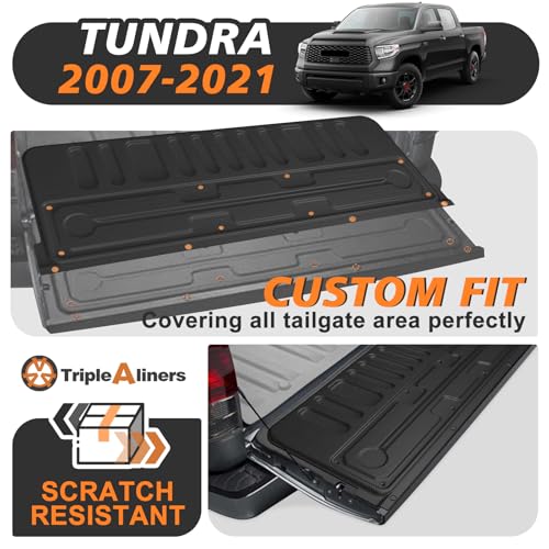 Image of TripleAliners Truck Mat Compatible with 2007-2021 Toyota Tundra Accessories, Tailgate Mat Custom Fit All Weather Protection Pickup Liner, Not Fit Drop-in Liners