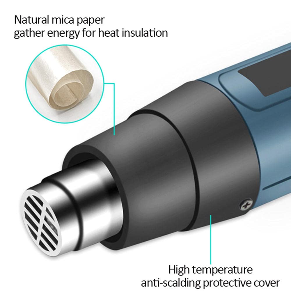 Décapeur Thermique, Pistolet à Air Chaud 2000W, Températures Réglables, 4 Buses pour Tuyaux de Décongélation/Décapage de la Peinture/Desserrage Des Carreaux de Sol, avec écran LCD Température