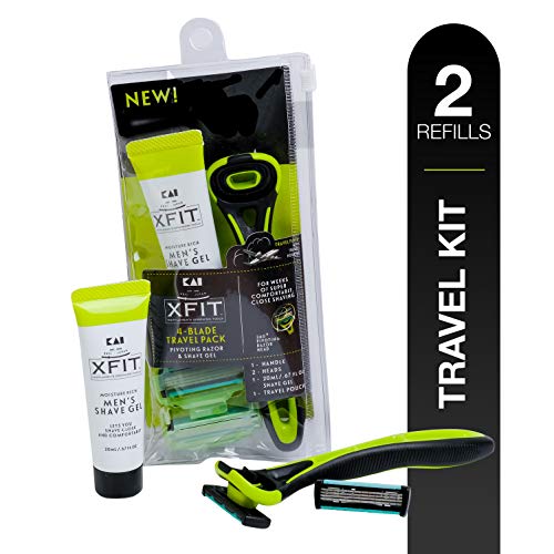 About Face XFIT Menâ€™s Grooming Travel Pack; Includes One Disposable Razor Handle, Two 4-Blade Cartridges, One .67 oz