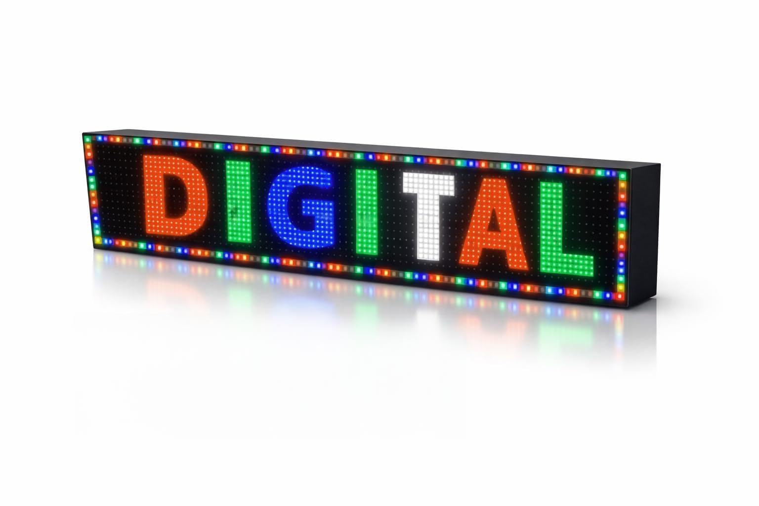 Cartel LED programable USB + WiFi con sensor de temperatura y reloj 64x16 cm para exterior/Rótulo luminoso/Pantalla electrónica/alta luminosidad/Display LED (RGB)