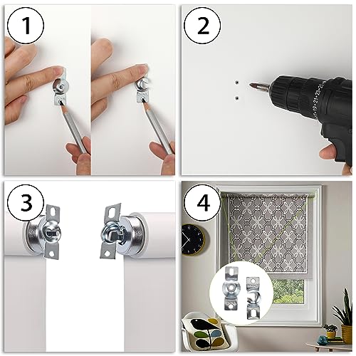 Sumnacon Metal Window Shade Brackets-4PCS Roller Shade Hardware Inside Mount with Screws,Sturdy Roller Shades Bracket for Living Room,Bedroom,Offices