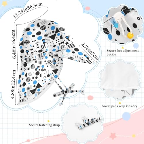 Blue and Black Geometric Shapes Modern Toddler Beach Hat Baby Boys' Beach Caps Girls Sun Protection Adjustable Traveling Swim4