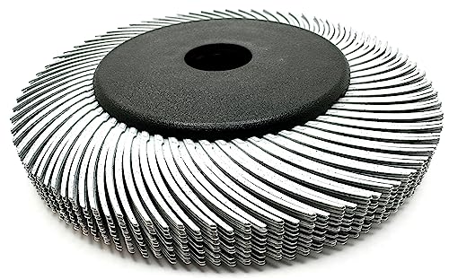 Image of Radial Bristle Brush, 6 in x 1 /2 in x 1 in 120 Grit (White) with Adapter, Type C Curved Bristle (Pack of 1)