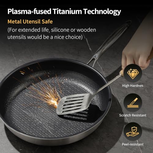 3pc Non Stick Frying Pans Stainless Steel Frying Pan Set 8"+10"+12" - Image 6