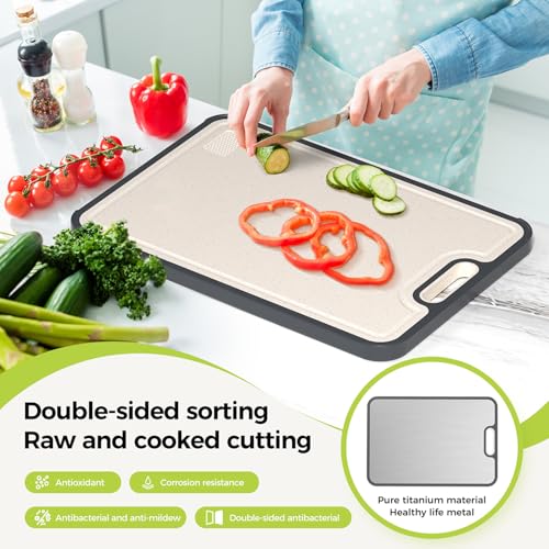Titanium Cutting Board for Kitchen, Cutting Board Double Sided Food Grade, Pure Titanium/PP, Easy to Clean Large Size 15”×10.3” image 3