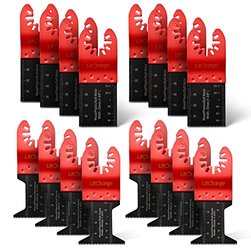 Litorange 16 Pcs 35mm 1-3/8" & 45mm 1-3/4" Soft Metal Wood Cutter Saw Blades Oscillating Multi Tool, Professional Universal Oscillating Saw Blades for Wood, Plaster, Plastic, Plastic Pipes Etc
