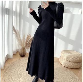 Amazon.co.jp: [リーフラワー] ニットワンピース パフスリーブ