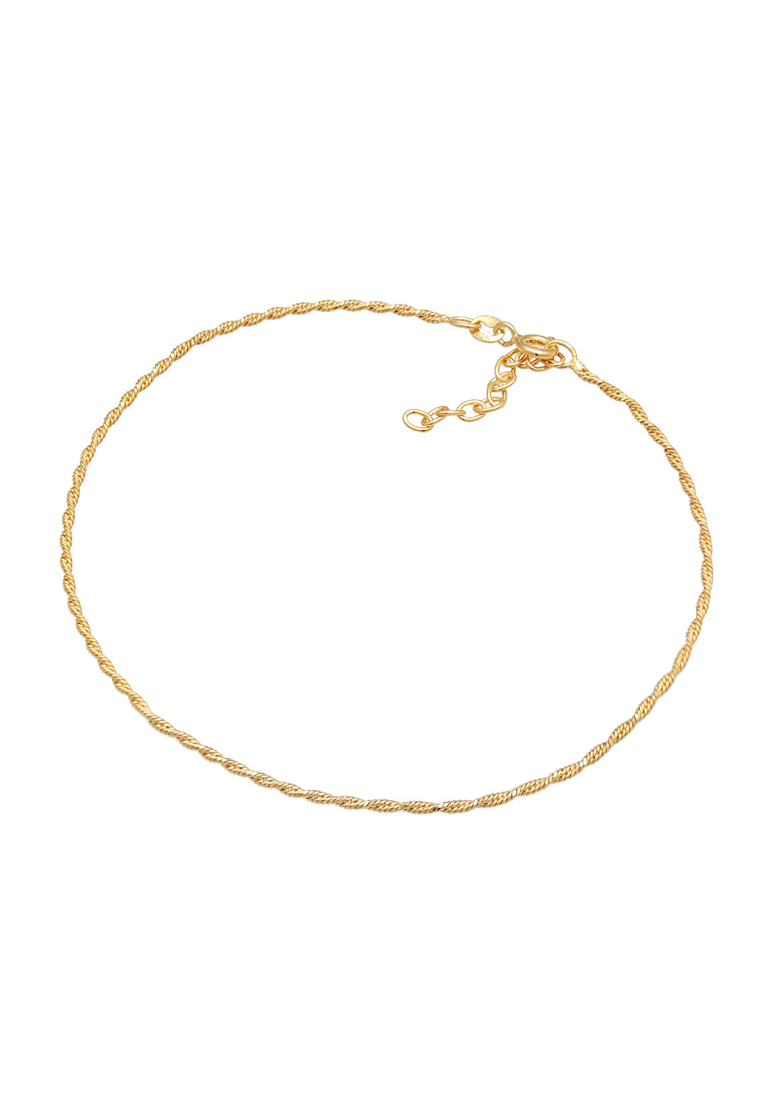 Elli Fußschmuck Damen Fußkettchen Kordel Gedreht Basic Zeitlos Trend | Verstellbar 925 Silber