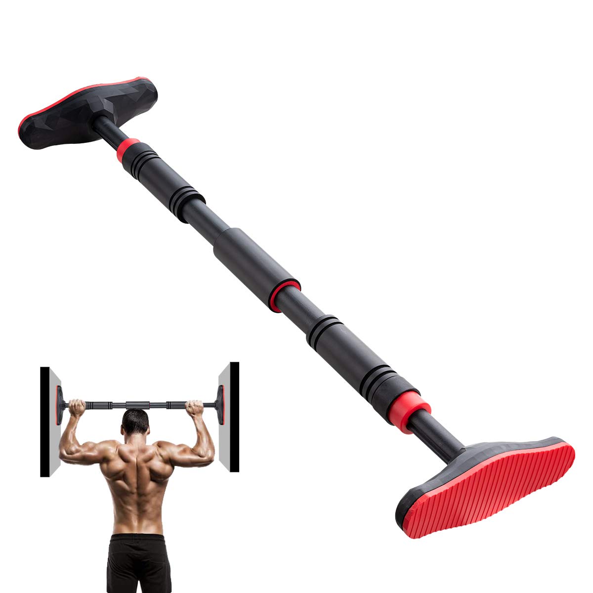 Barra dominadas la rejilla 2 vías,entrenador parte superior cuerpo ajustable,barra tracción puerta para entrenador músculos cuerpo sin tornillos agarre absorbe sudor