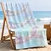 OJMFHEGEE Coastal Mermaid Beach Towel 30x60 Inches, Pastel Gold Glitter Mermaid Tails Oversized Bath Towel for Girls Kids Bath Swimming Pool Travel Vacation Camping
