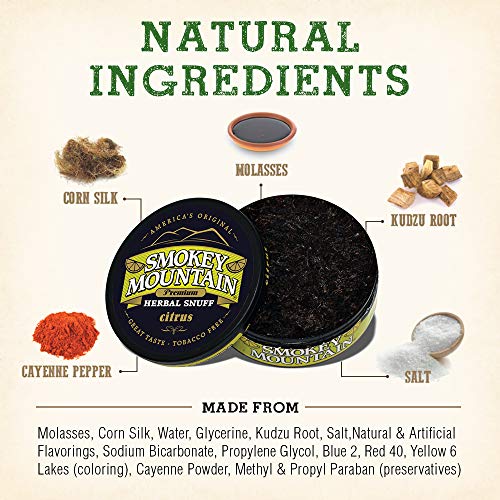 Smokey Mountain Herbal Snuff - Citrus - 10-Can Box - Nicotine-Free and Tobacco-Free - Thumbnail 2