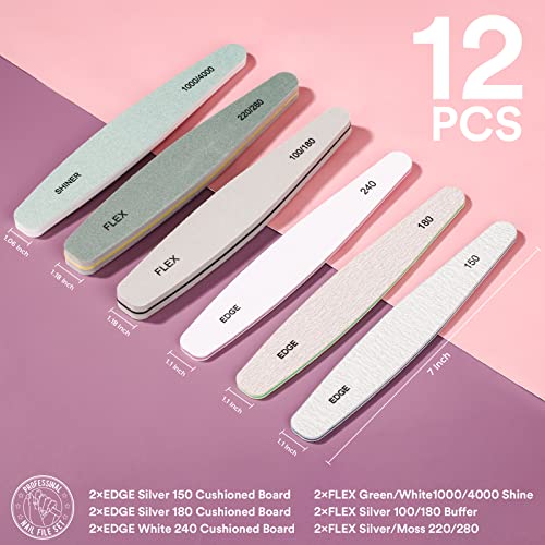 Nail Buffer, Teenitor Nail Files, Gel Nail Files Buffers,12Pcs #TOP6