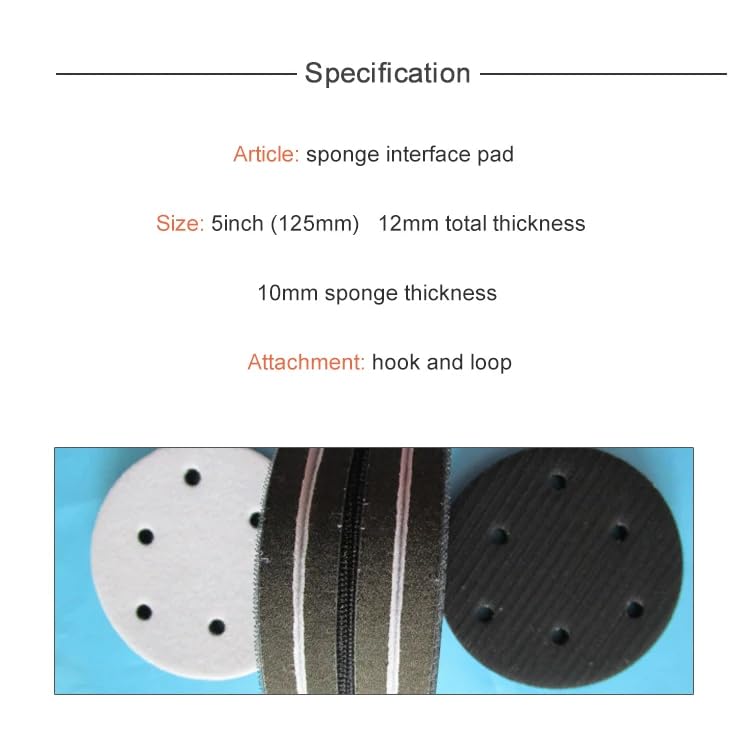 Almohadilla De Interfaz Suave De 5 ", 6 Agujeros, 125mm, Almohadilla De Disco De Espuma Suave Con Gancho Y Bucle Para Amortiguar Y Proteger La Almohadilla De Lijado (paquete De 5)