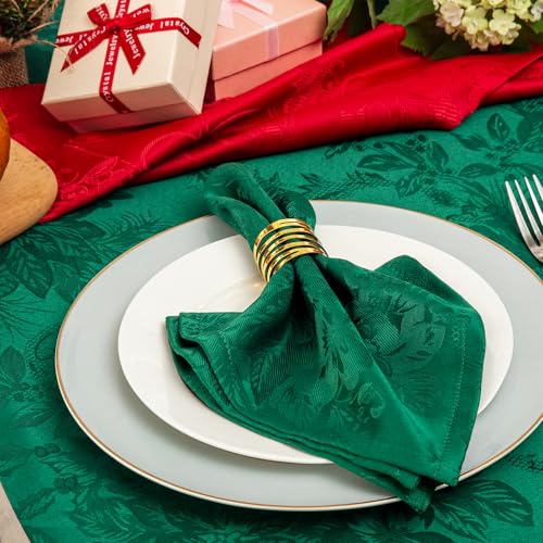 Servilletas de tela verdes jacquard set de 12 17x17 in miniatura 7