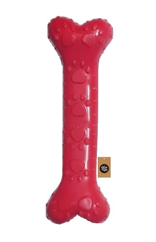 The Dogs Company Natural Rubber Dog Bone Chew Toy, Puppy Teething Toy, 6 Inches, Colour May Vary