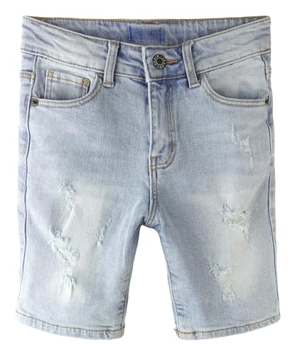 Pantalones cortos de mezclilla para niños con cintura elástica ajustable y roturas