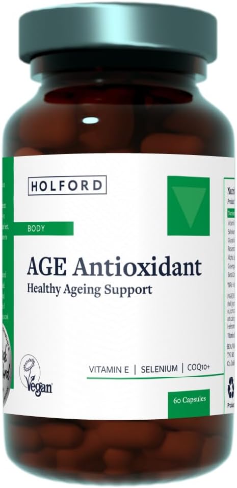 PATRICK HOLFORD Age Antioxidant/Antioxidant Supplement/for Anti-Ageing Support / 7 Nutrients/Vitamin E, Selenium, COQ10 + / Naturally Sourced / 60 Capsules/Vegan/for Women & Men