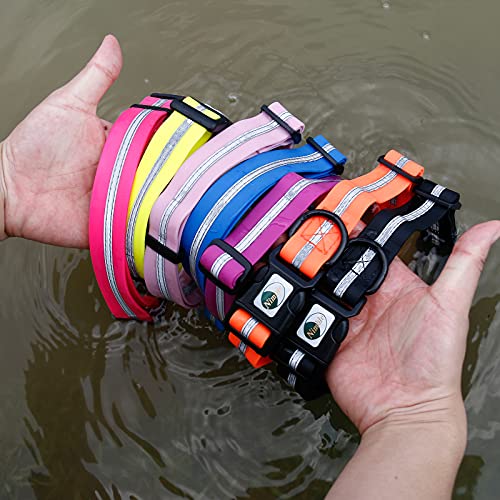 Image of Nimble Reflective Waterproof Dog Collar Adjustable Odor Resistant Easy Clean Pet Collar for Small Medium Large Dogs Night Walking Outdoor Rainy Use (Medium (11.81 inch-18.5 inchinches), Lavender)