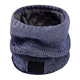 LVLUOKJ Girl Hiver Col Écharpe Chauffant Tour De Cou Tricoté avec Doublé Polaire Chaud Cache-Col Épais Foulard Tube Écharpe Ronde pour Femme Homme,Cowboy Blue