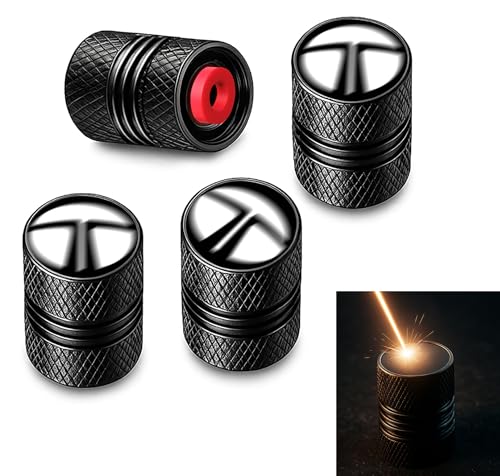 Metal Tyre Valve Caps (Set of 4) | Laser Engraved | Anti-Leak O-Ring | Stylish Air Stem Covers | Universal Fit | Compatible with Tata Nexon, Punch, Harrier, Tiago, Altroz, Safari