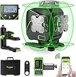 Huepar Livella Laser Autolivellante a 16 Linee Laser a Linea Trasversale 4x360° con Ricevitore - Schermo LCD, Laser per Pavimento per Piastrelle a Raggio Verde Bluetooth 4D S04-5RG
