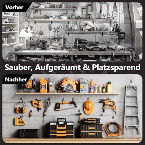 Kitmiido 12er Set Wandhaken für Garage | Schwerlast Doppelhaken | Platzsparende Aufbewahrung für Werkzeuge, Fahrräder, Sportausrüstung (Schwarz)
