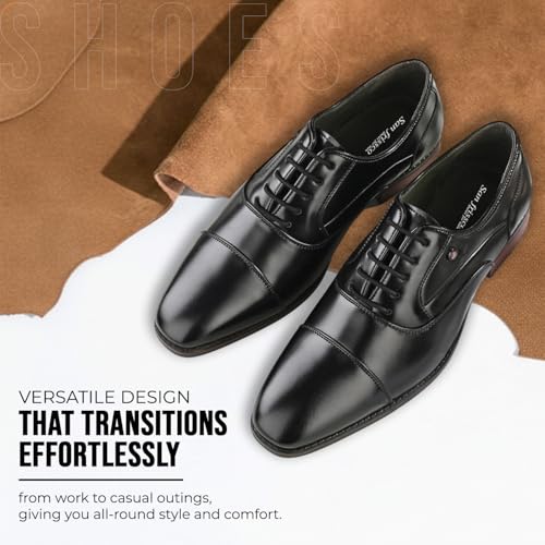 Image of San Frissco Mens Formal Shoes Lace Up Leatherette Oxfords /Soft Cushioned Footbed with TPR Sole /Comfortable, Stylish, Trending, Party, Outdoor Shoes for Office & College